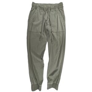 Bella Dahl Womens Pocket Jogger Pants XS Olive Green Drawstring Tence Lyocell